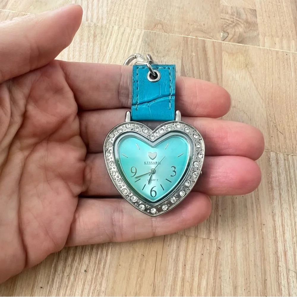 Kessaris blue heart bag charm keychain watch NEW BATTERY